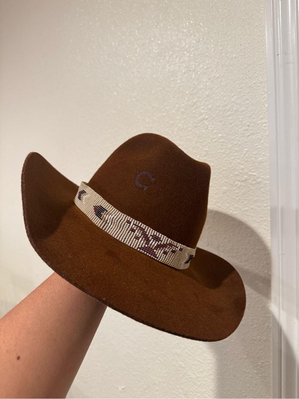 Charlie 1 Horse Brown Felt Cowboy Hat with Beaded Band